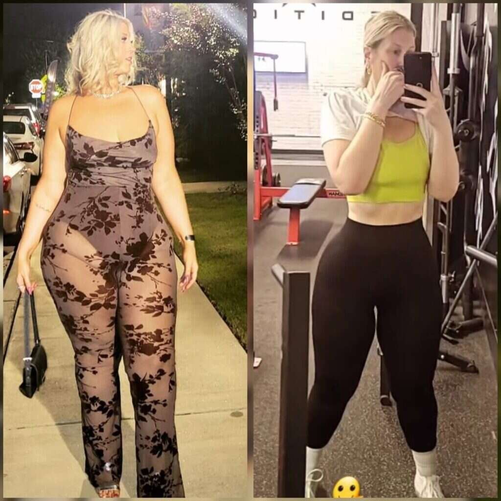 Female client weight loss transformation at Gryffon Performance in Dallas, TX, over 70 pounds down through strength training and nutrition coaching