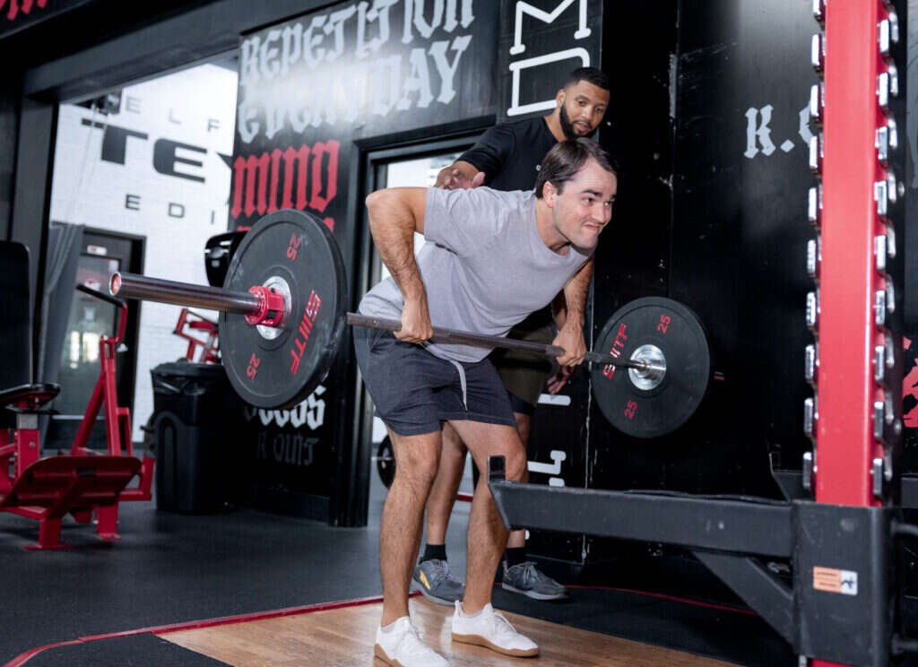 Barbell row with coaching at Gryffon Performance, a private training studio in Dallas